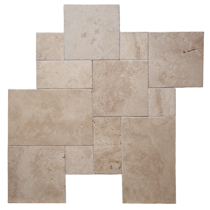 Ivory Honed Chiseled Edge French Pattern Travertine Tiles | Versailles  Pattern | Los Angeles
